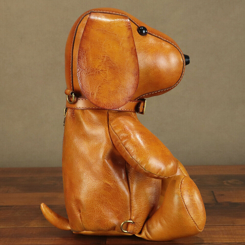 Genuine Leather Dog Backpack Purses for Women Retro Leather Rucksack Handmade 24Hr Smart